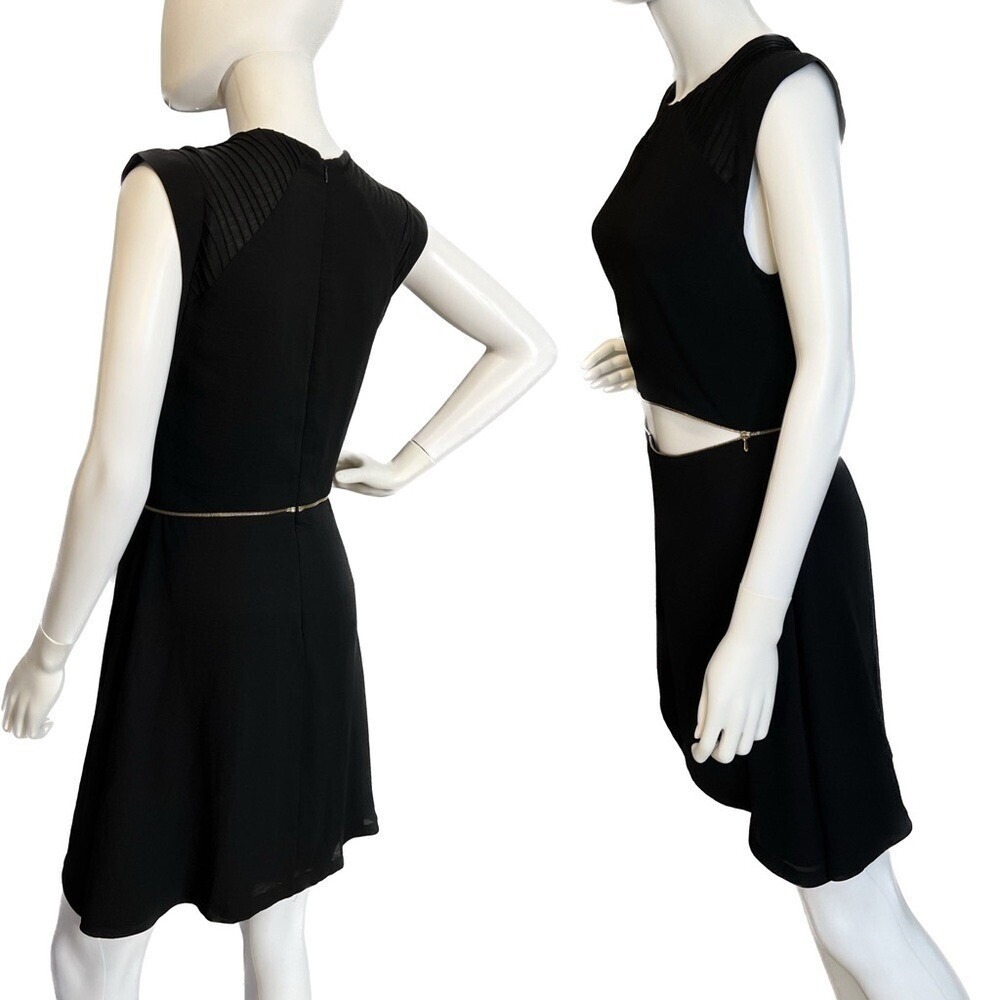 Sandro Paris Black Mini Length Dress Sz 4 Cutout Zip Waist Old Money Luxury LBD - Picture 8 of 13